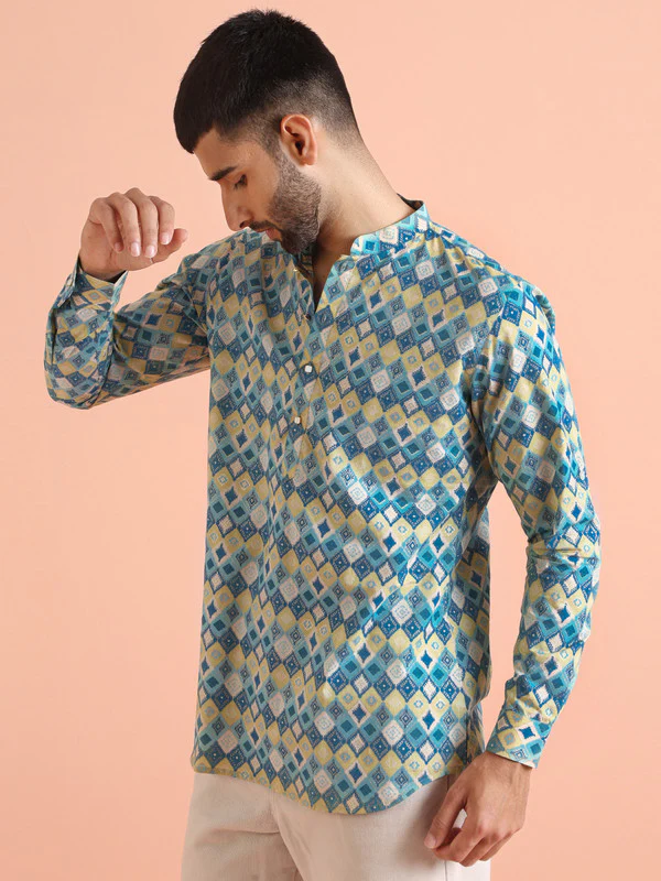 Multicolor Geometric Printed Short Kurta - Image 3
