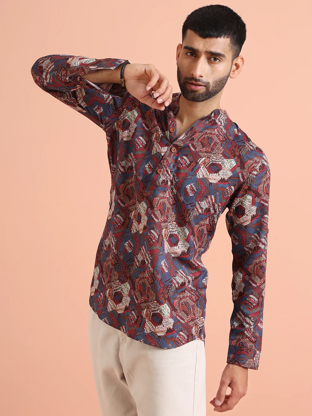 Multicolor Geometric Printed Kurta â€“ Casual & Festive Wear - Image 3