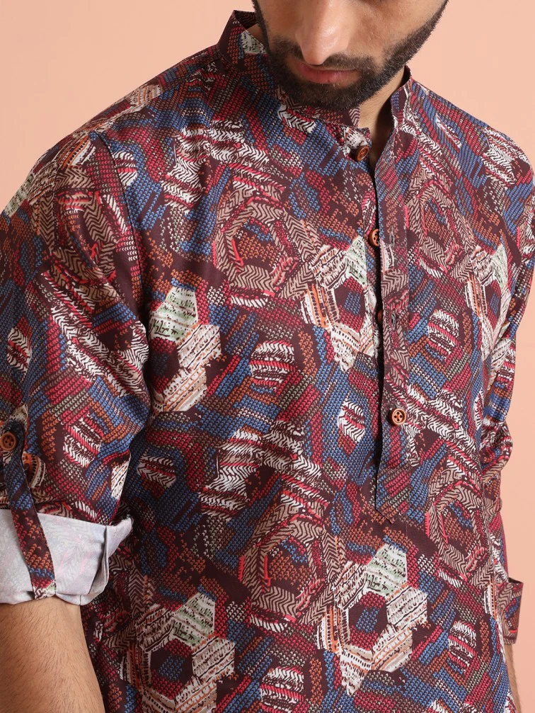 Multicolor Geometric Printed Kurta â€“ Casual & Festive Wear - Image 5