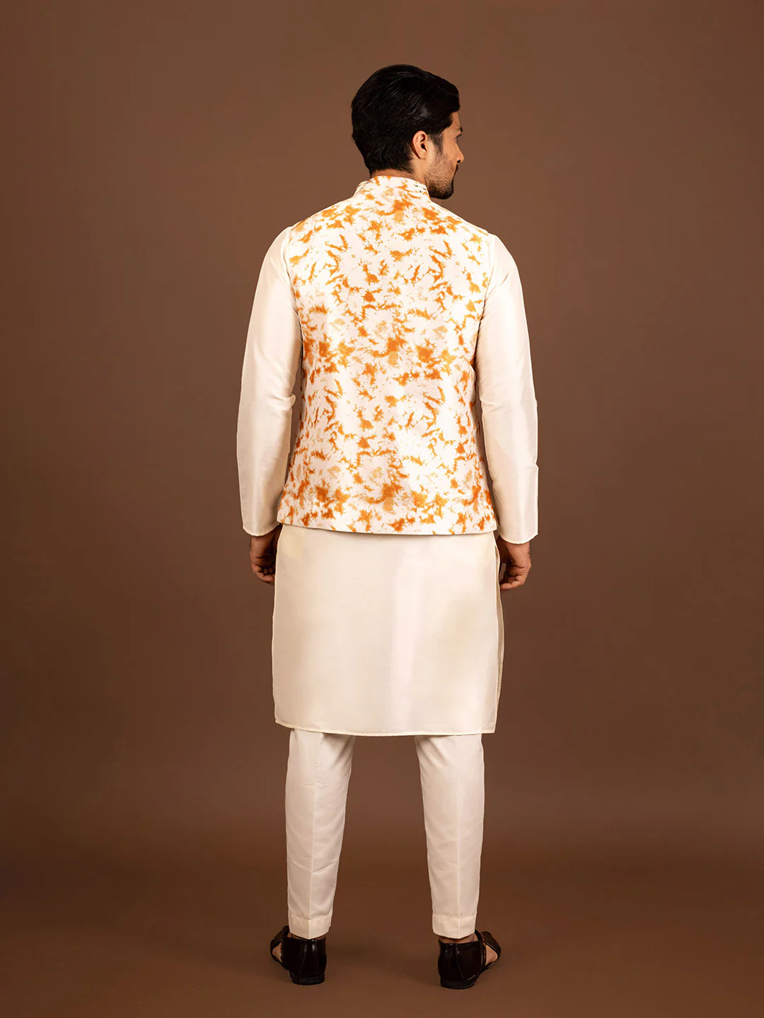 Men Mustard Kurta Jacket Trouser Set - Image 4