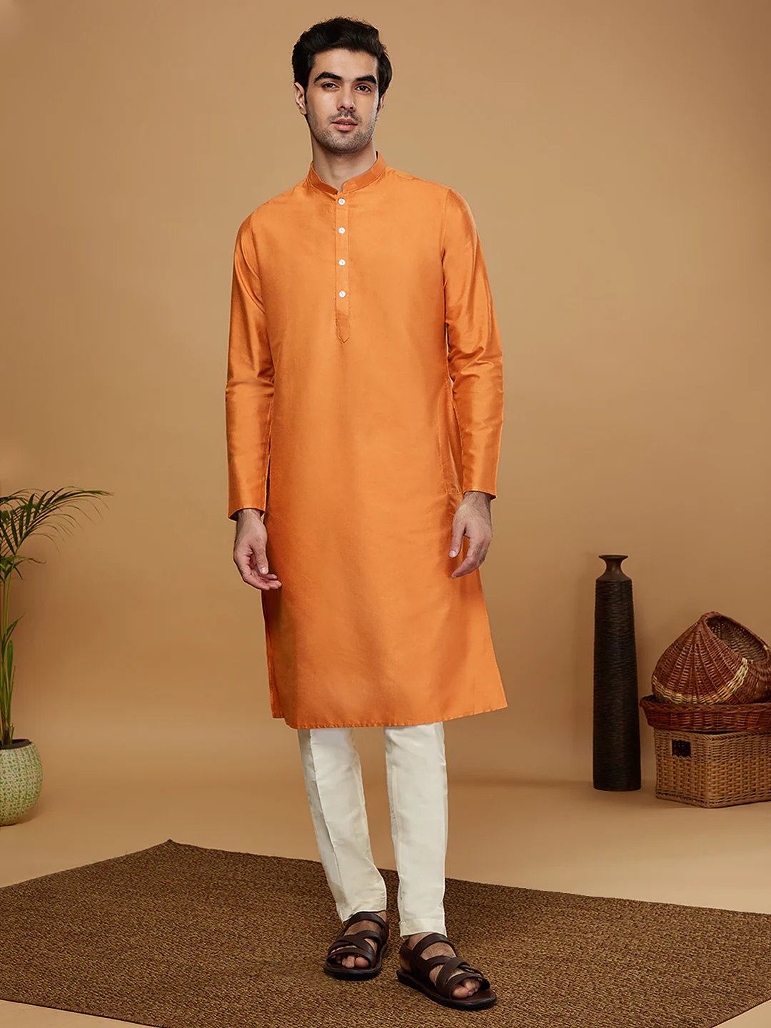 Kisah Men Mustard Kurta Sherwani Trouser Set - Image 6