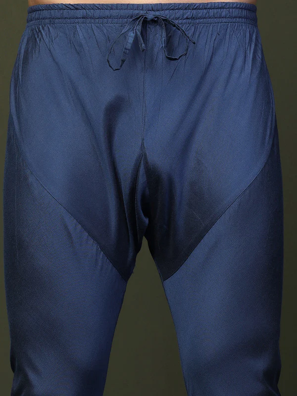 Blue Art Silk Solid Churidar Pajama - Image 5