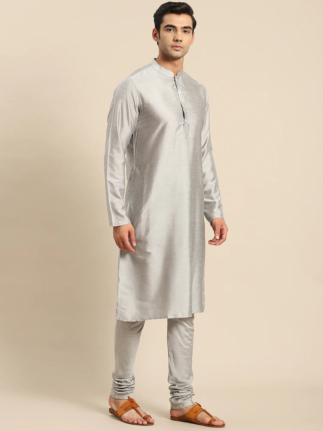 Men Navy Blue Kurta Jacket Set - Image 6