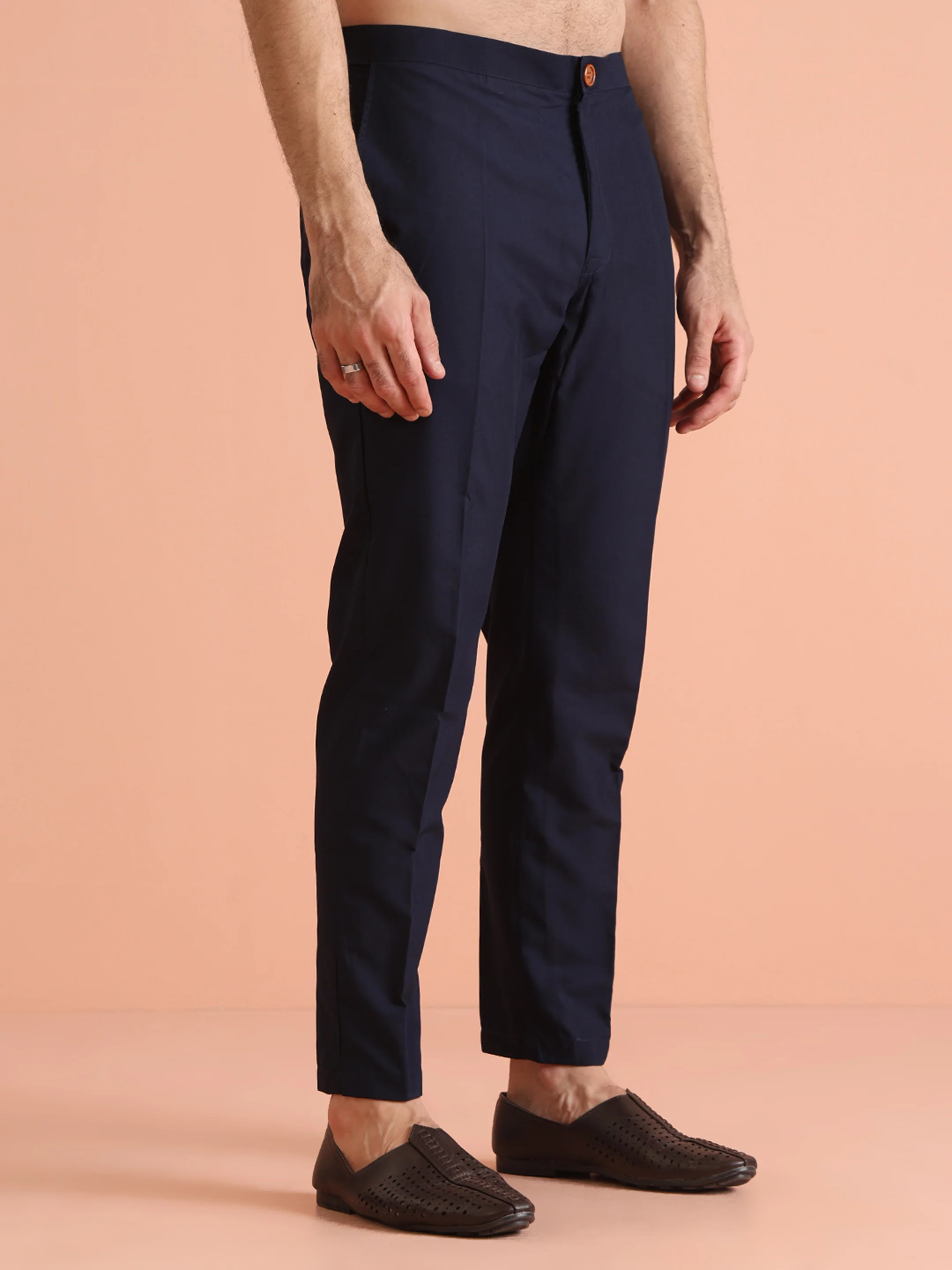 Navy Blue Jacket Kurta Trouser Set - Image 7