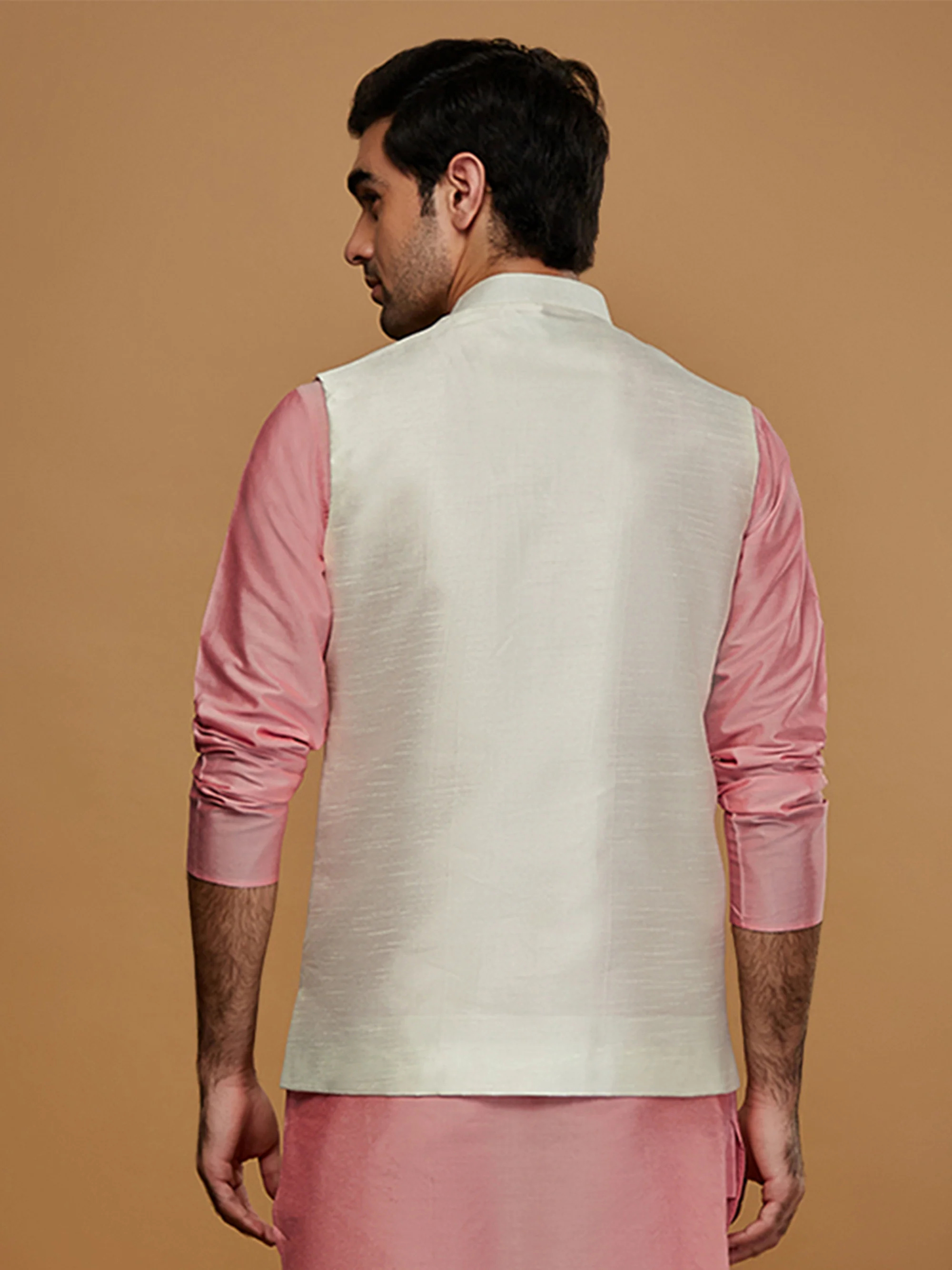 Men Off White Nehru Jacket - Image 4
