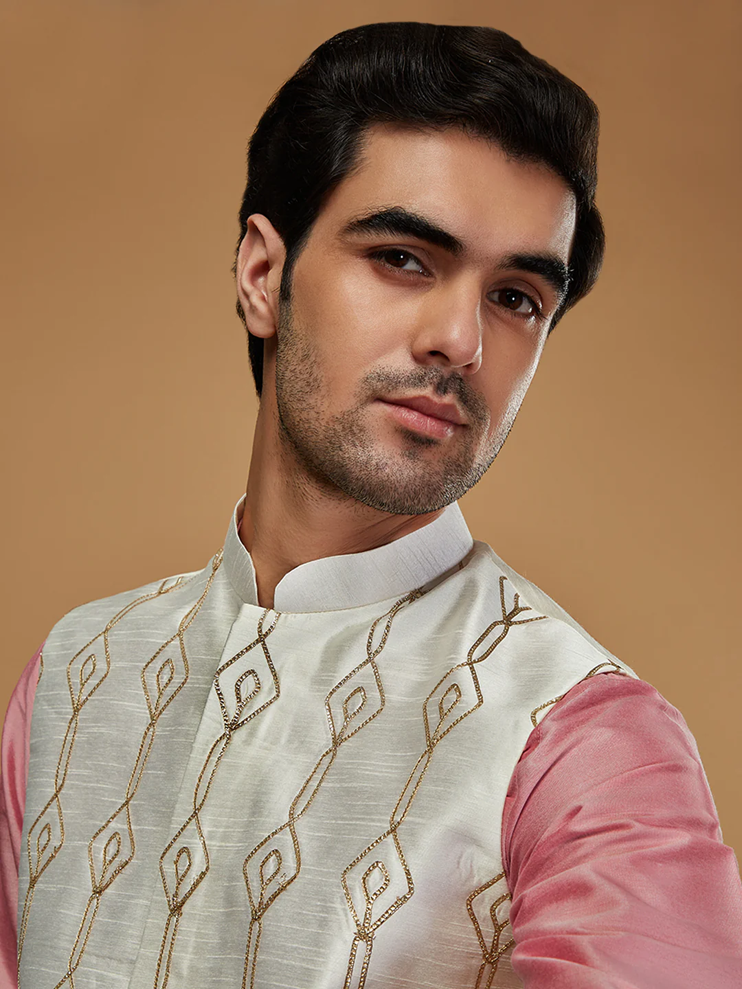 Men Off White Nehru Jacket - Image 5