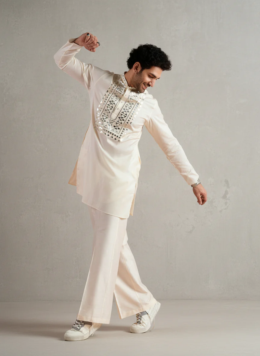Cream Wide Leg Silk Blend Pant - Image 5