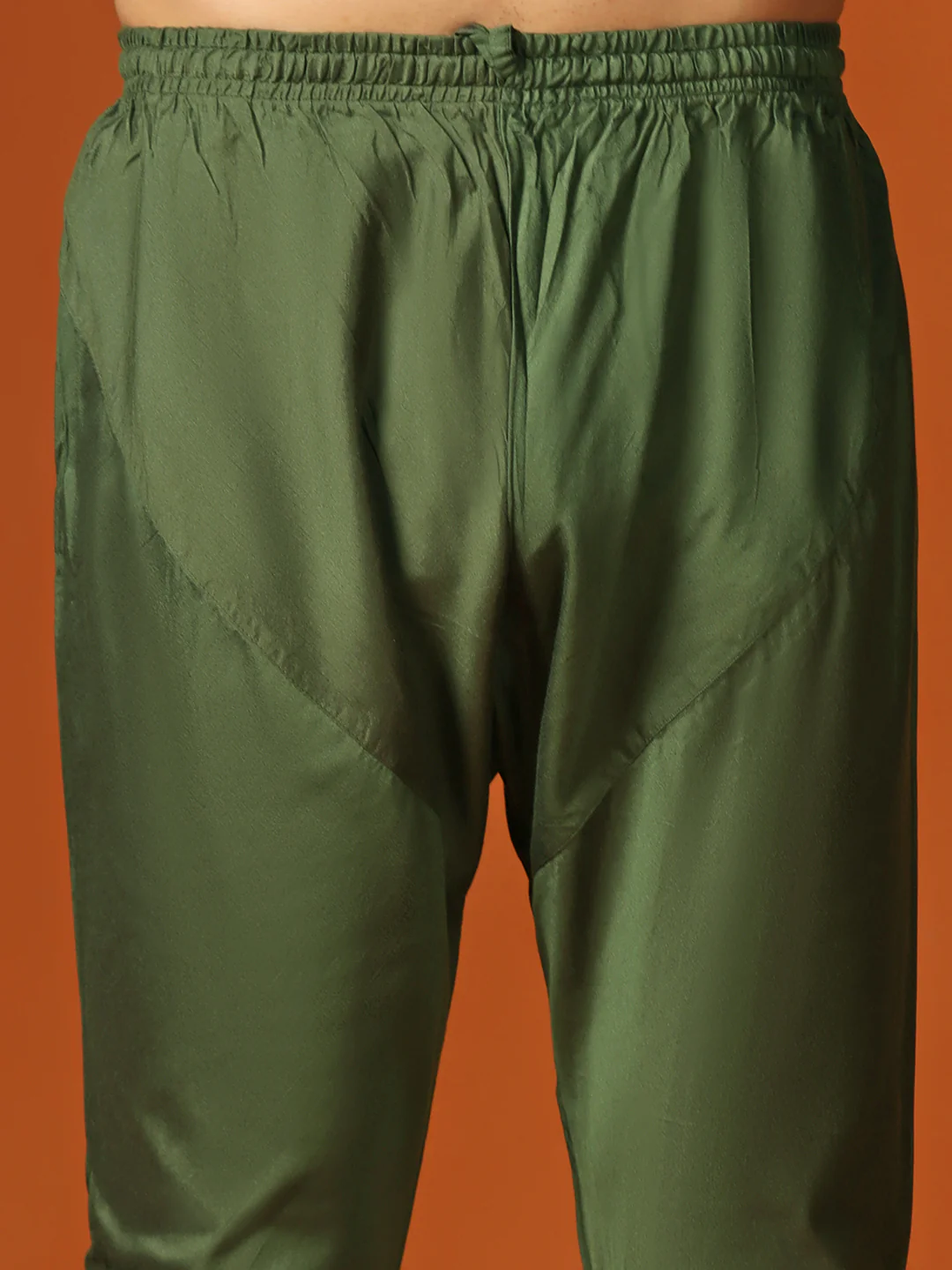 Men Olive Kurta Sherwani Churidar Set - Image 7