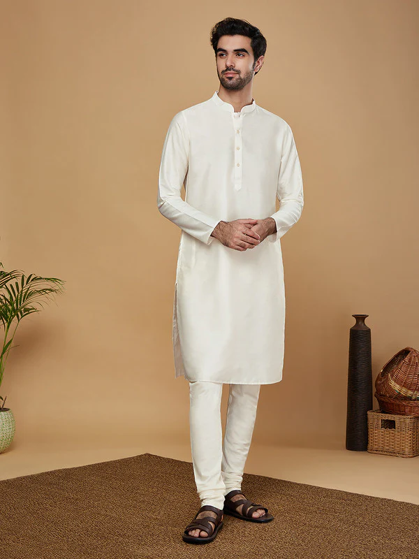Men Ombre Kurta Jacket Churidar Set - Image 4