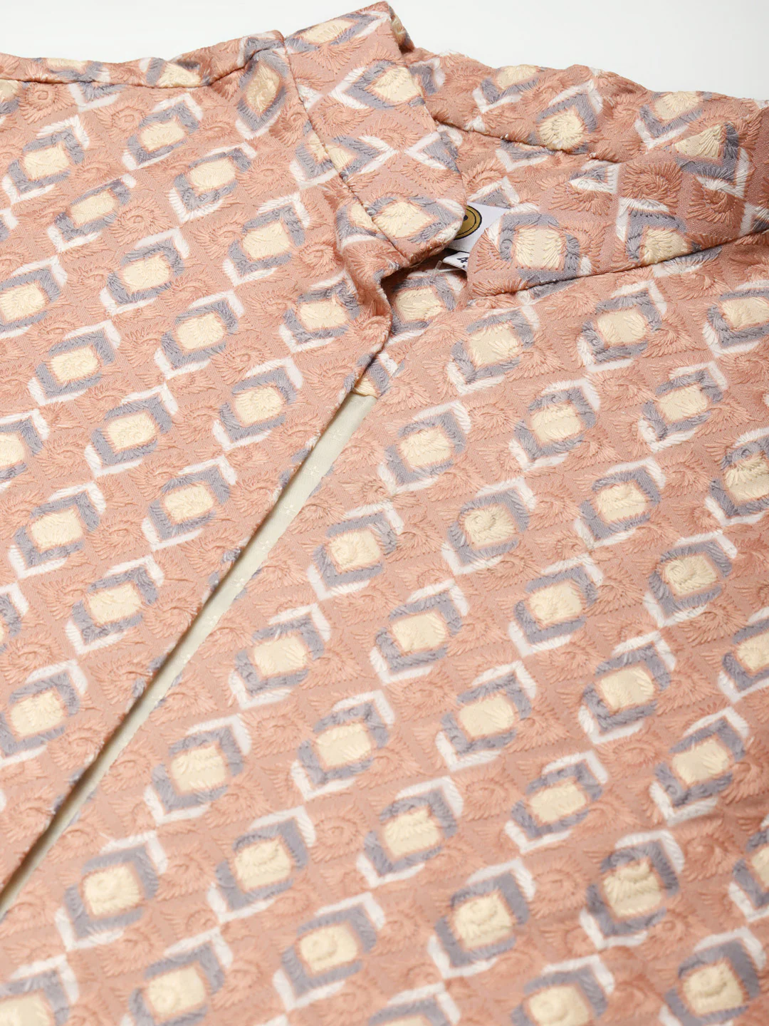 Men Peach kurta jacket set - Image 3