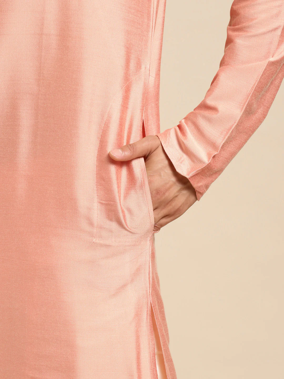 Men Peach kurta jacket set - Image 9