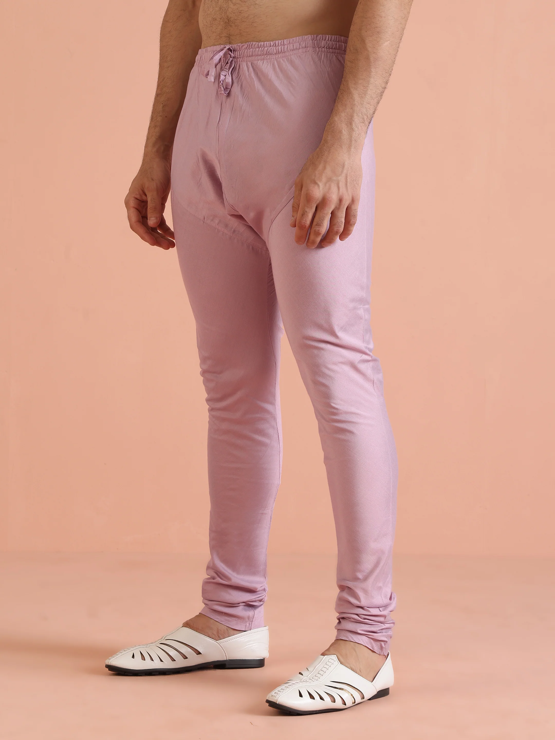 Light Pink Embroidered Kurta Churidar Set - Image 6