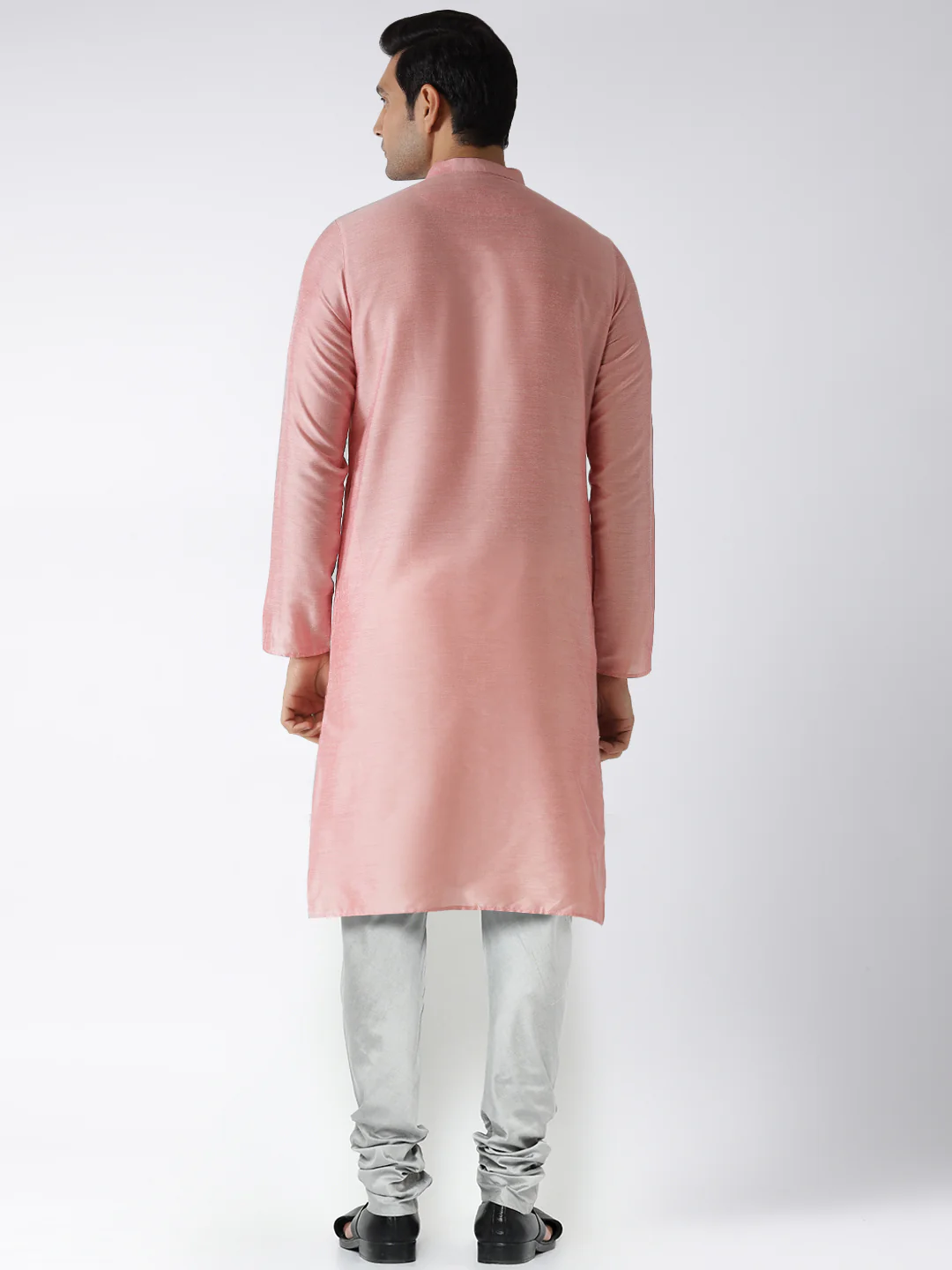 Men Pink Kurta Churidar Set - Image 4