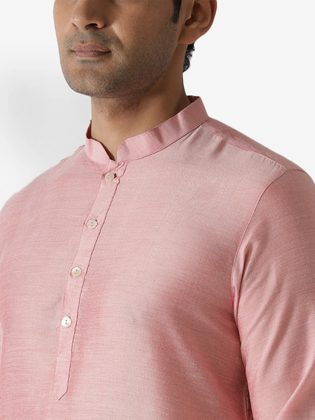 Men Pink Kurta Churidar Set - Image 5