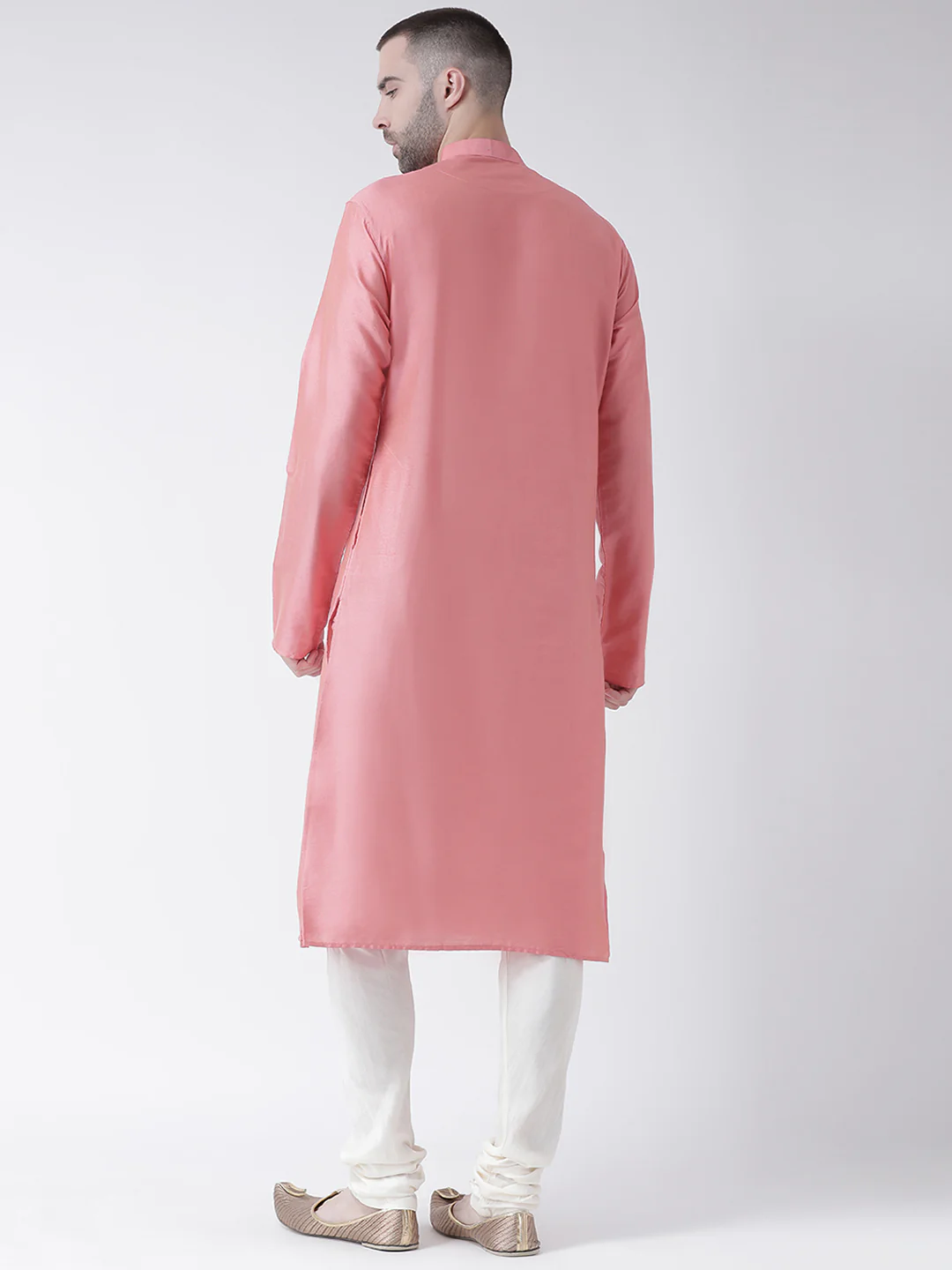 Men Pink Kurta Churidar Set - Image 3