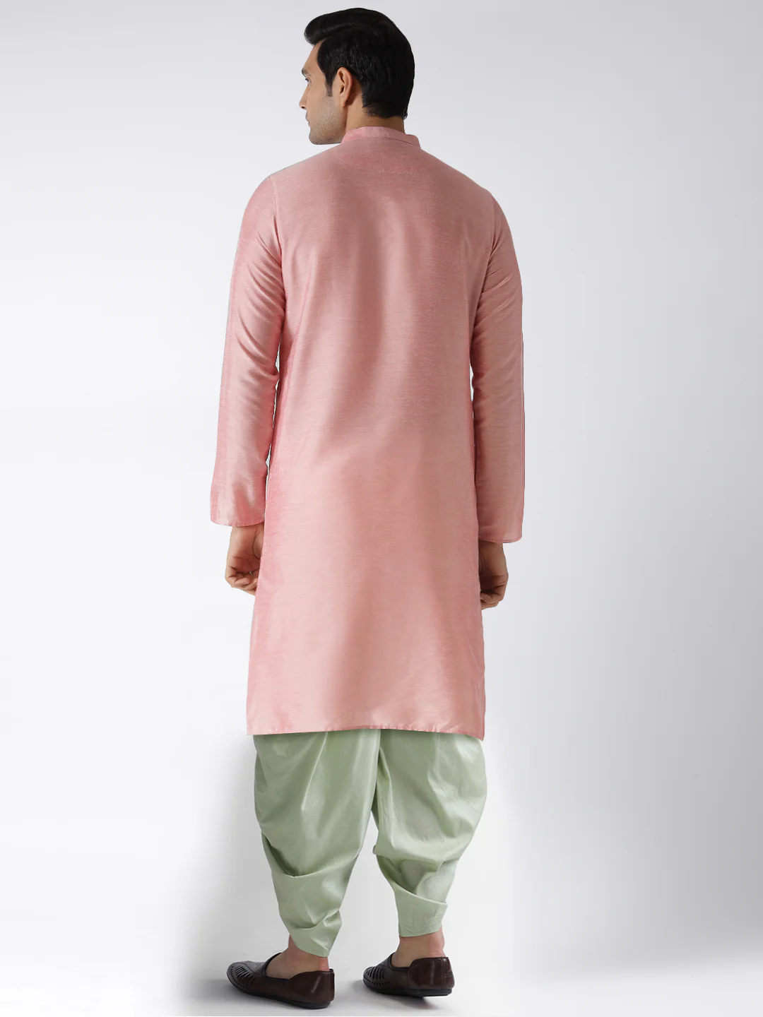Men Pink Kurta Dhoti Set - Image 4