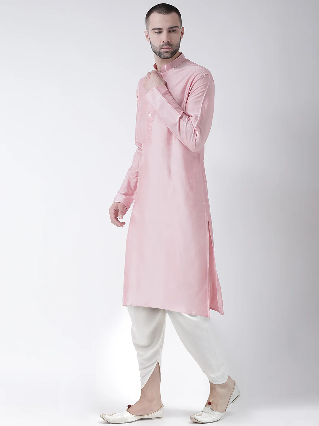 Men Pink Kurta Harem Set - Image 2