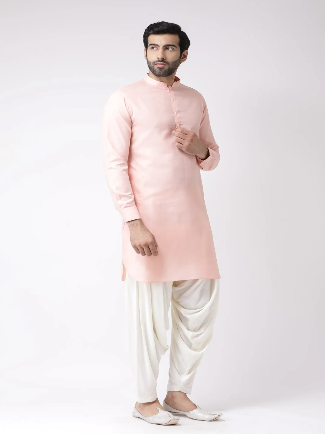 Men Pink Kurta Patiala Set - Image 2