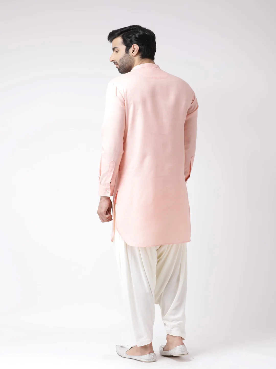Men Pink Kurta Patiala Set - Image 4