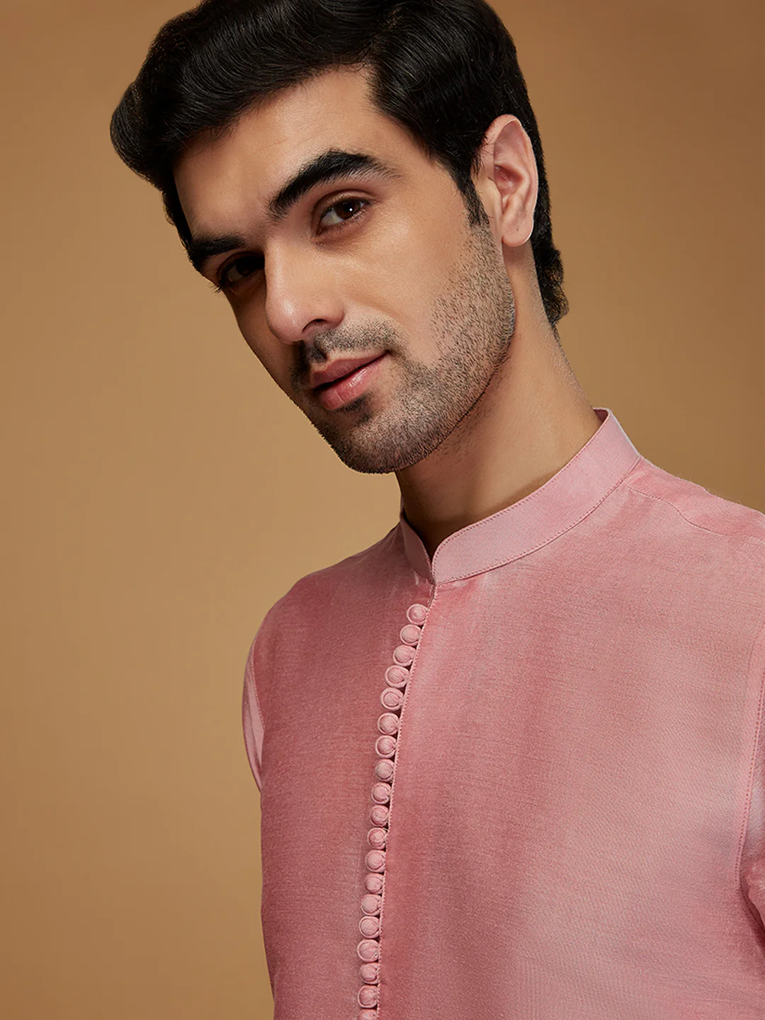 Pink Silk Blend Kurta Set with White Trouser â€“ Elegant Festive & Wedding Outfit - Image 5