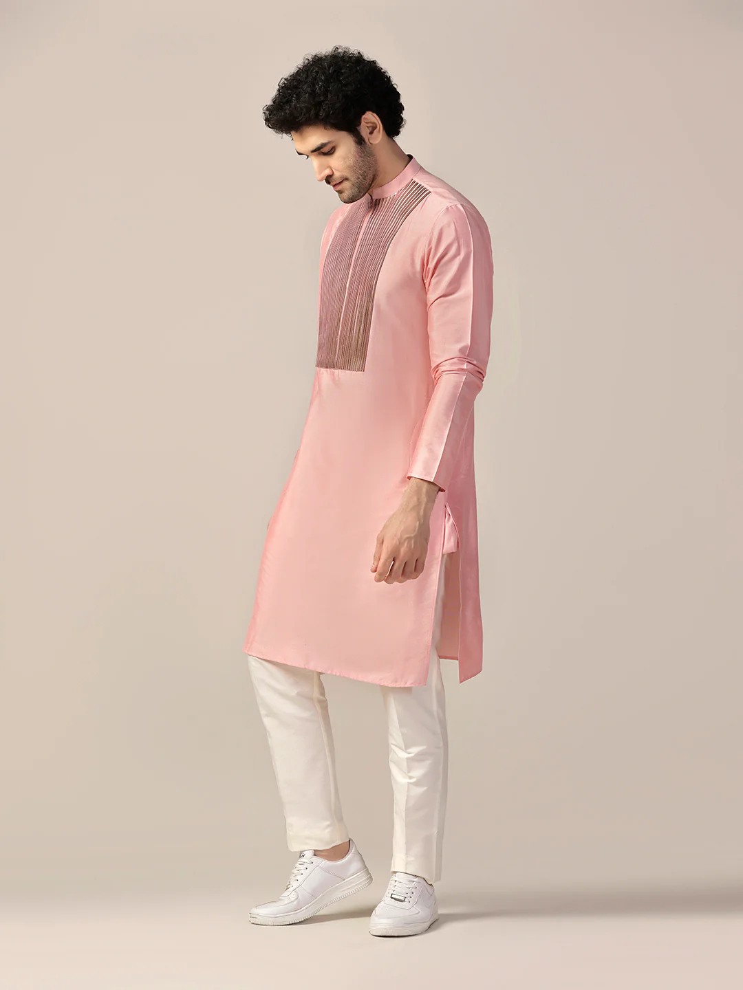 Men Pink Kurta Trouser Set - Image 4