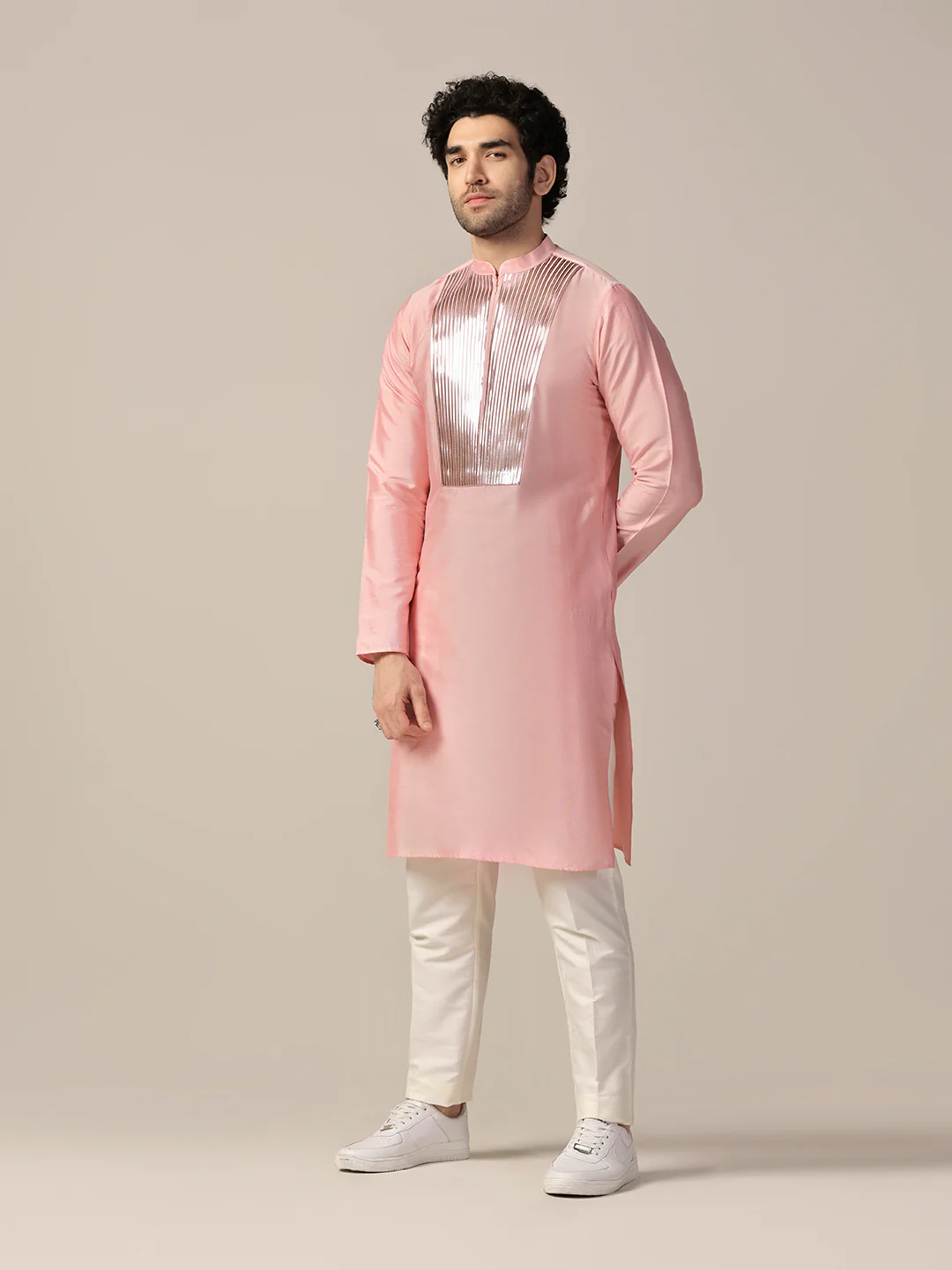 Men Pink Kurta Trouser Set - Image 9