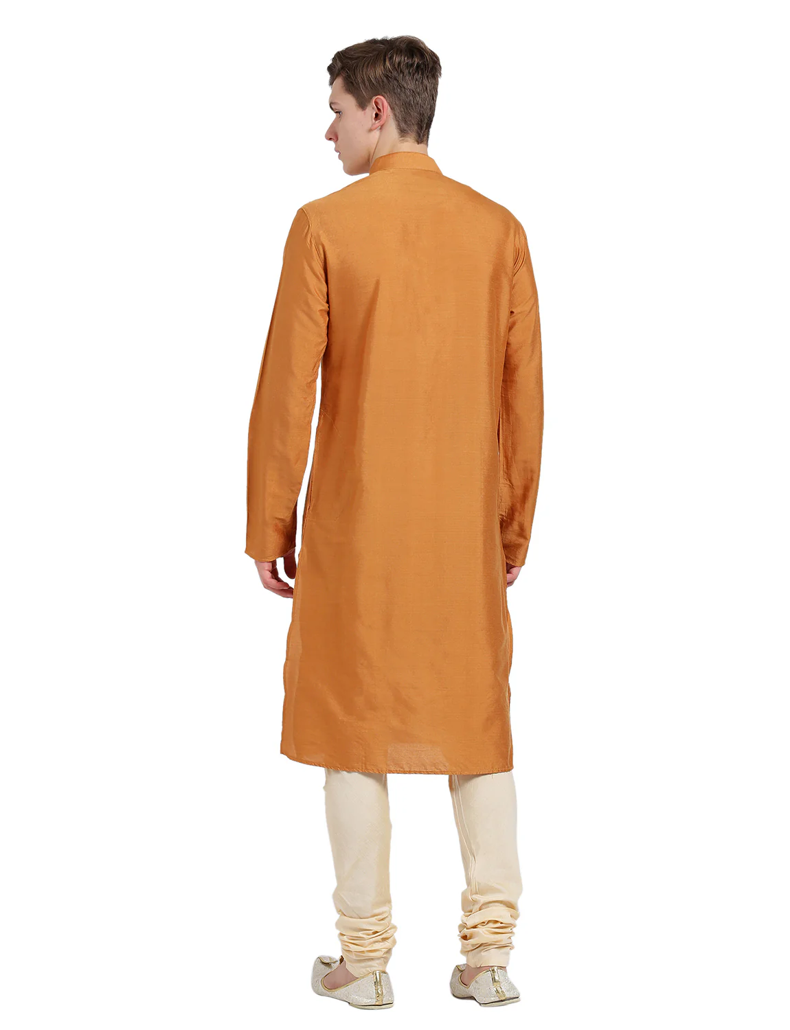 Mustard Silk Blend Solid Kurta - Image 4