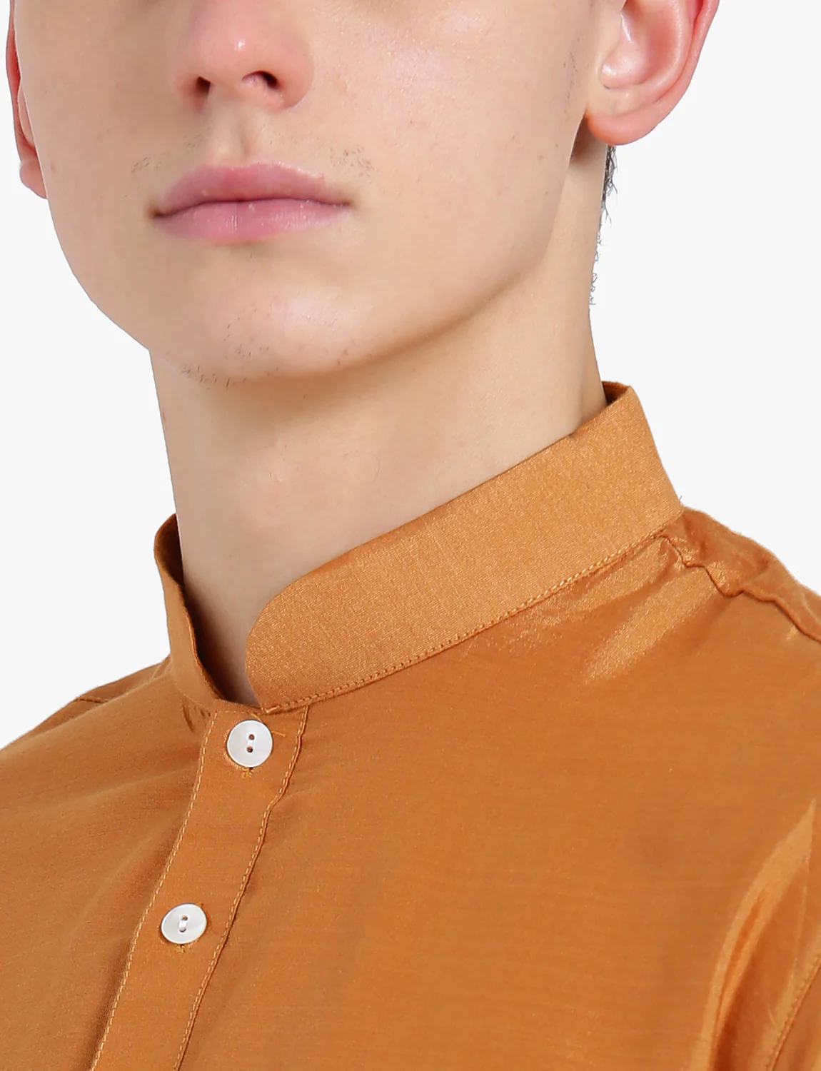 Mustard Silk Blend Solid Kurta - Image 5