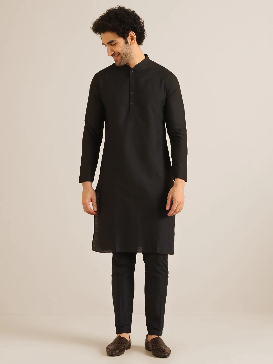 Men Blue Textured Open Kurta Indowestern Trouser Set - Image 7