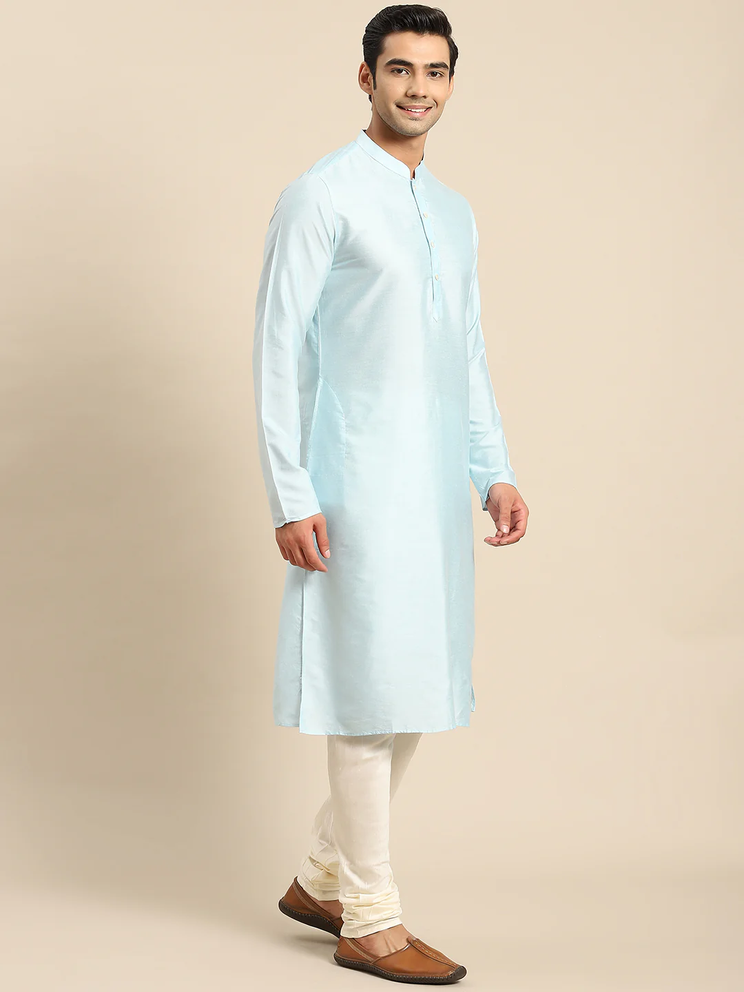 Men White Kurta Jacket Set - Image 6