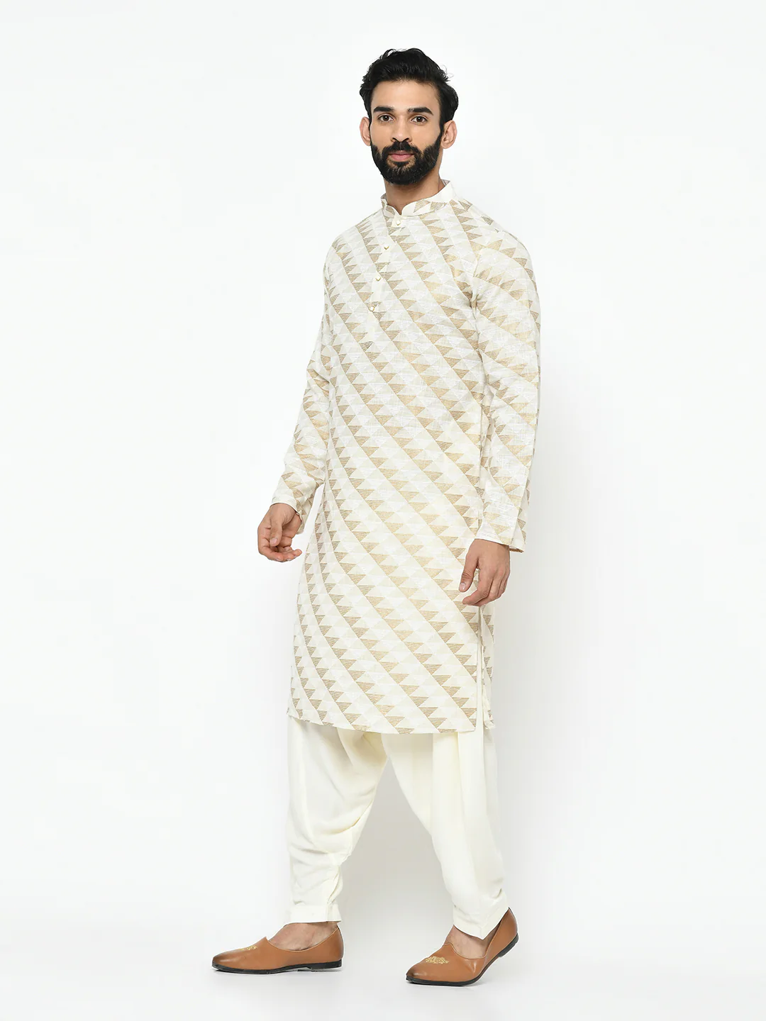 Men White Kurta Patiala Set - Image 2