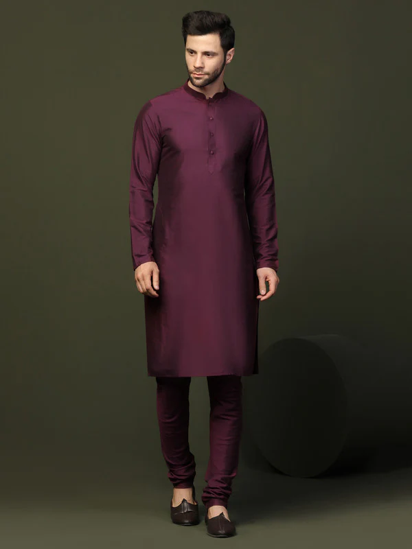 Maroon Silk Blend Solid Drawstring Churidar - Image 6