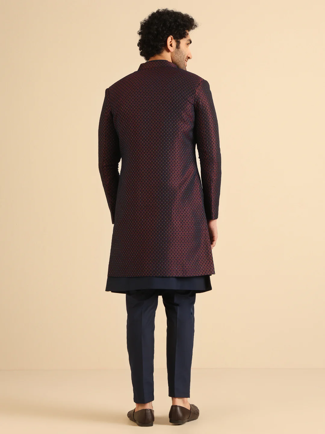 Men Wine Jacket Indowestern Trouser Set - Image 5