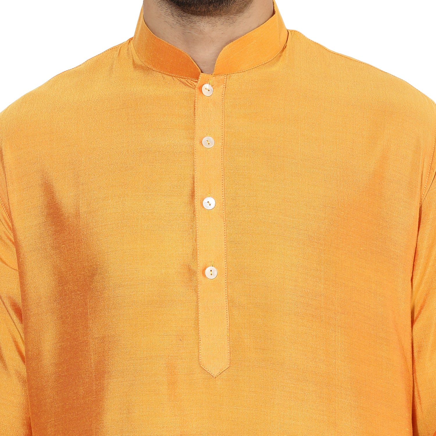 Golden Yellow Solid Kurta Churidar Set - Image 5