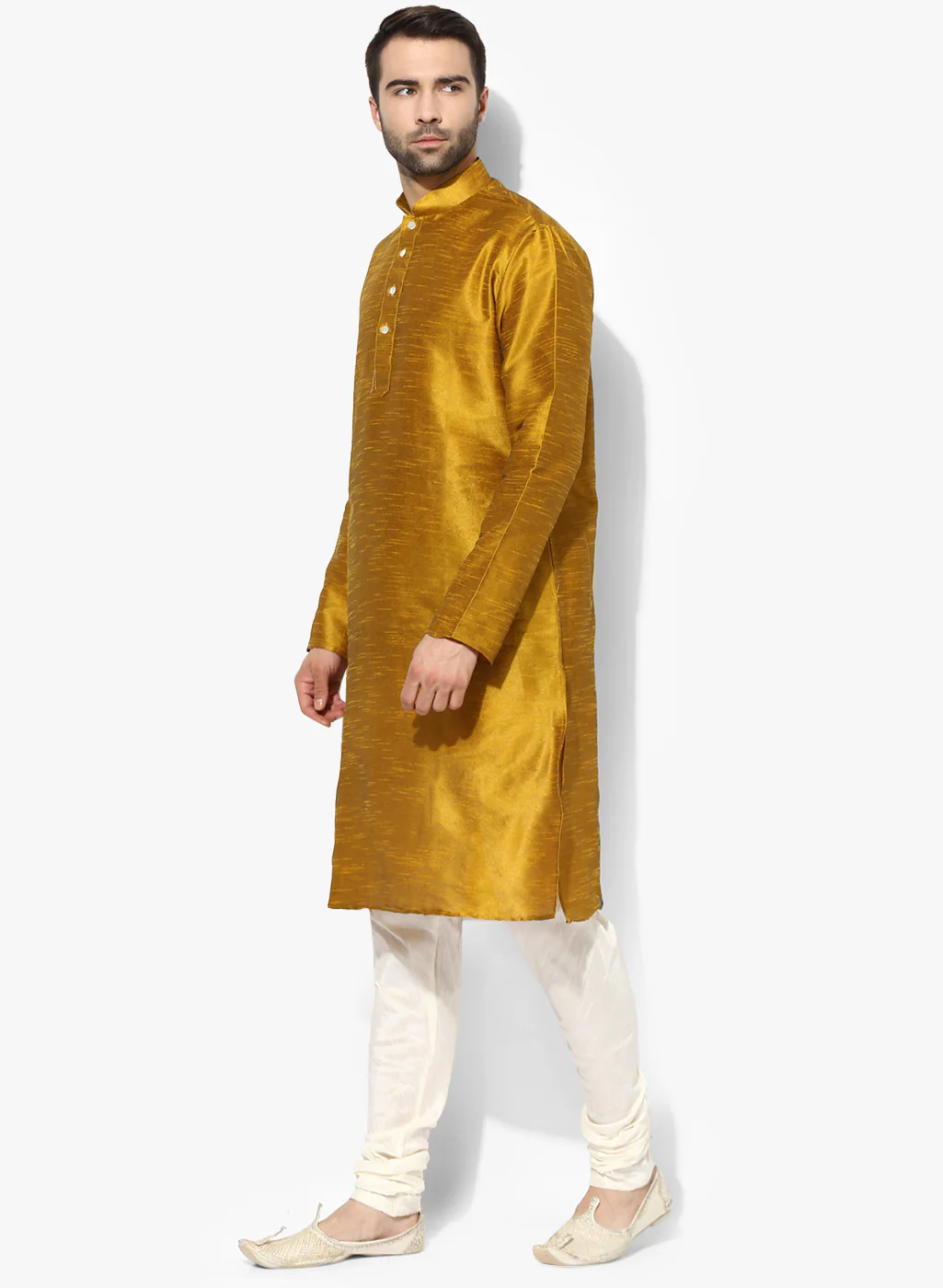 Men Yellow Kurta Churidar Set - Image 2