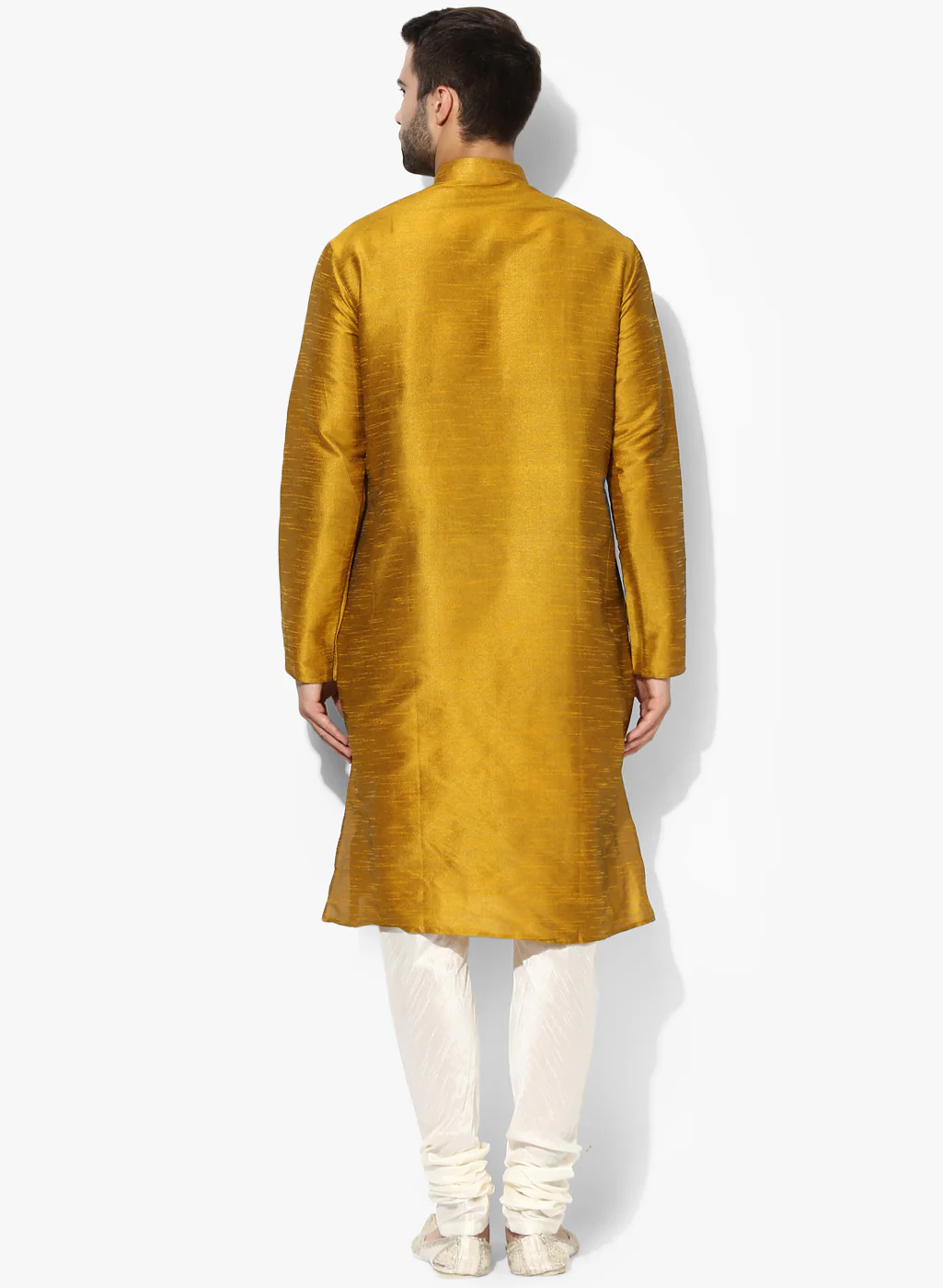 Men Yellow Kurta Churidar Set - Image 4