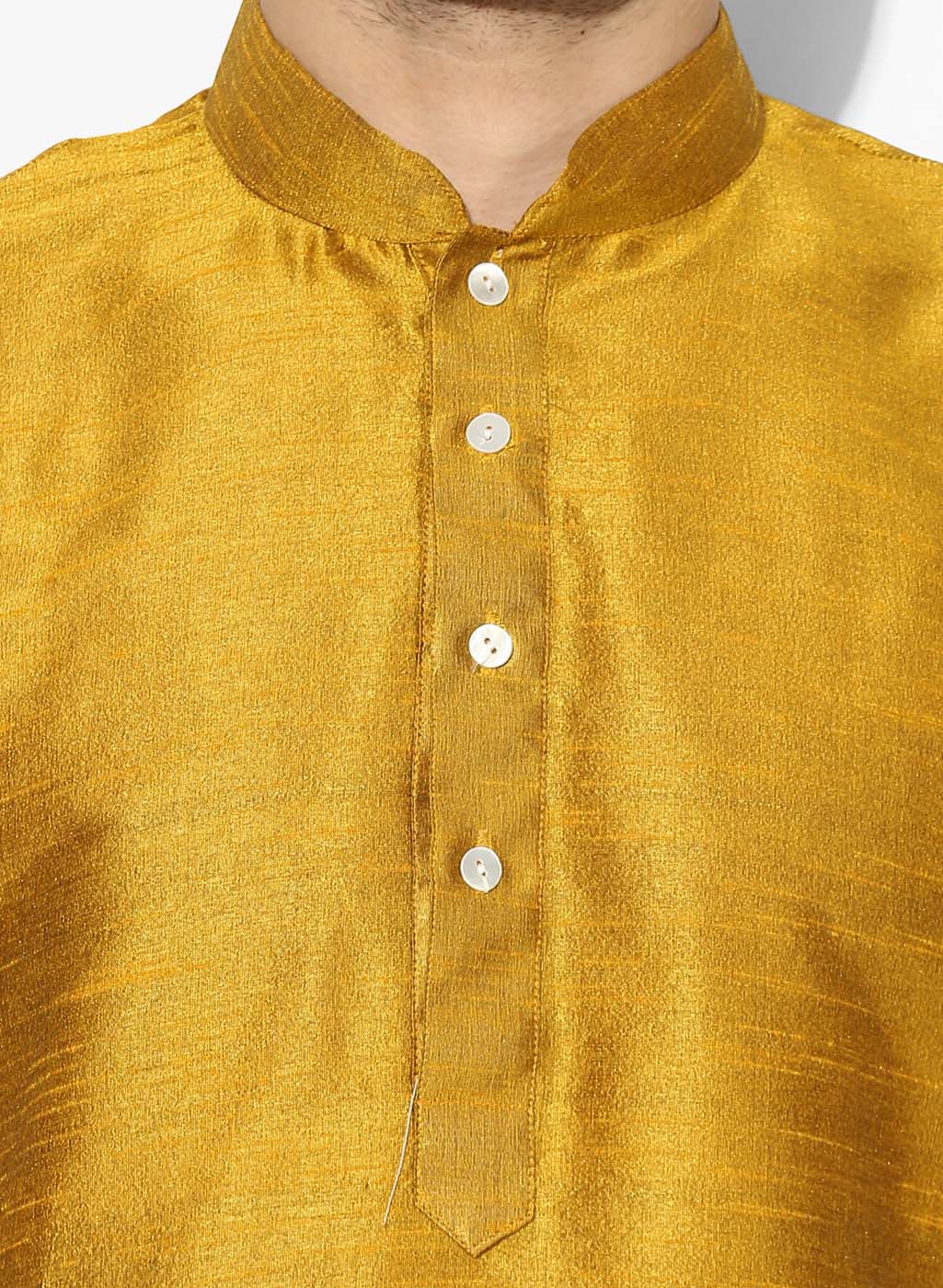 Men Yellow Kurta Churidar Set - Image 5