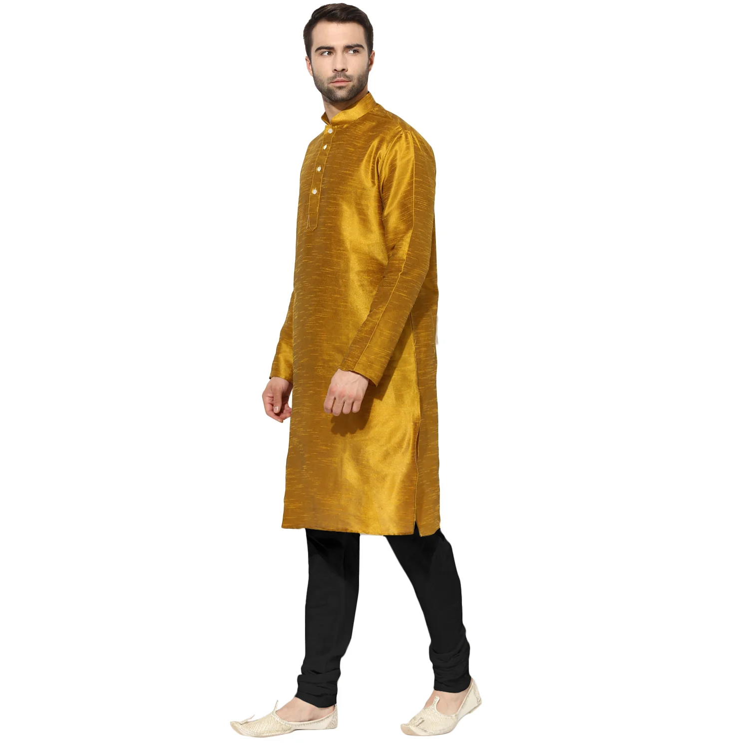 Kisah Men Yellow Kurta Churidar Set - Image 3