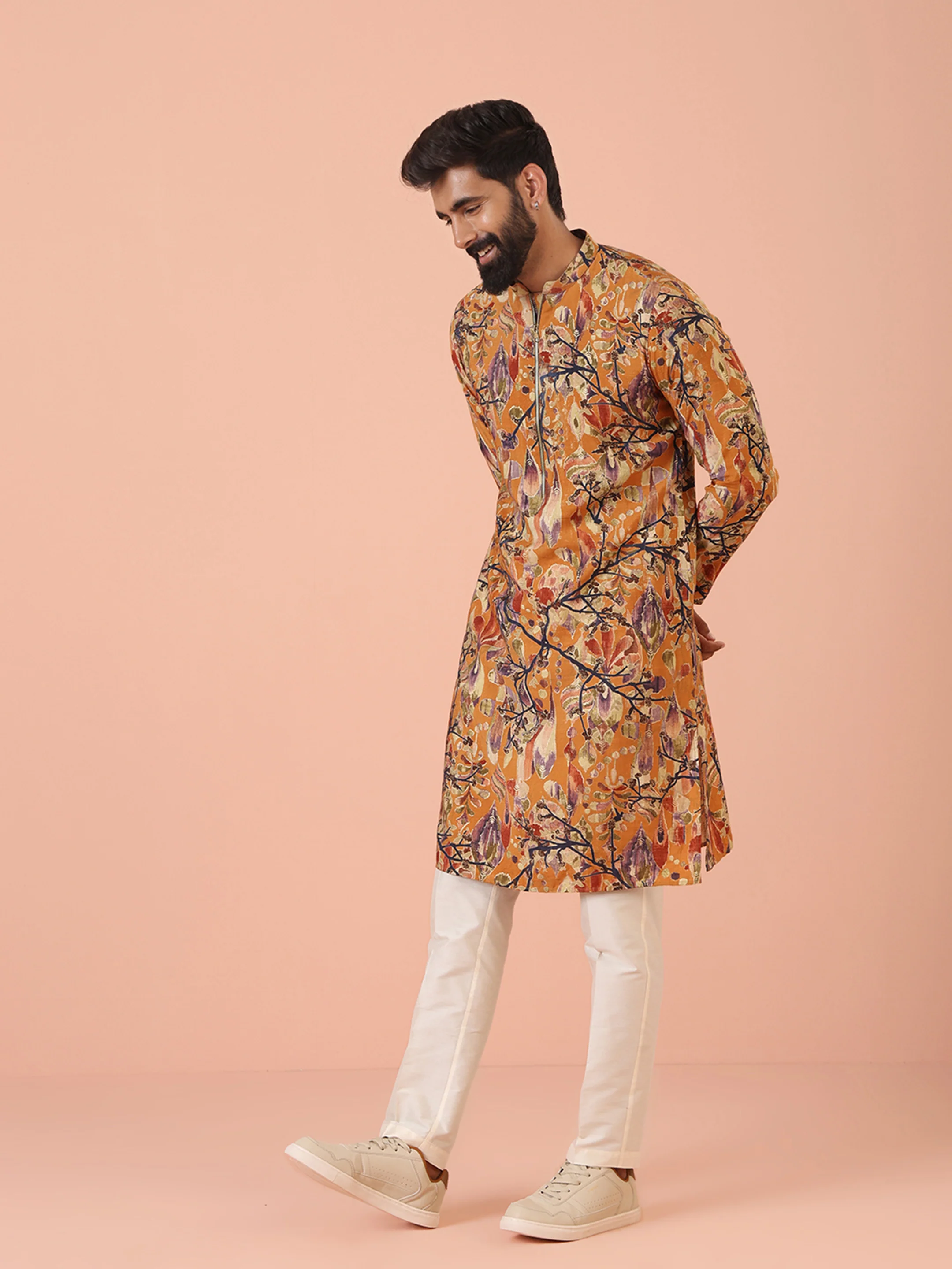 Mustard Printed Kurta Trouser Set - Image 2