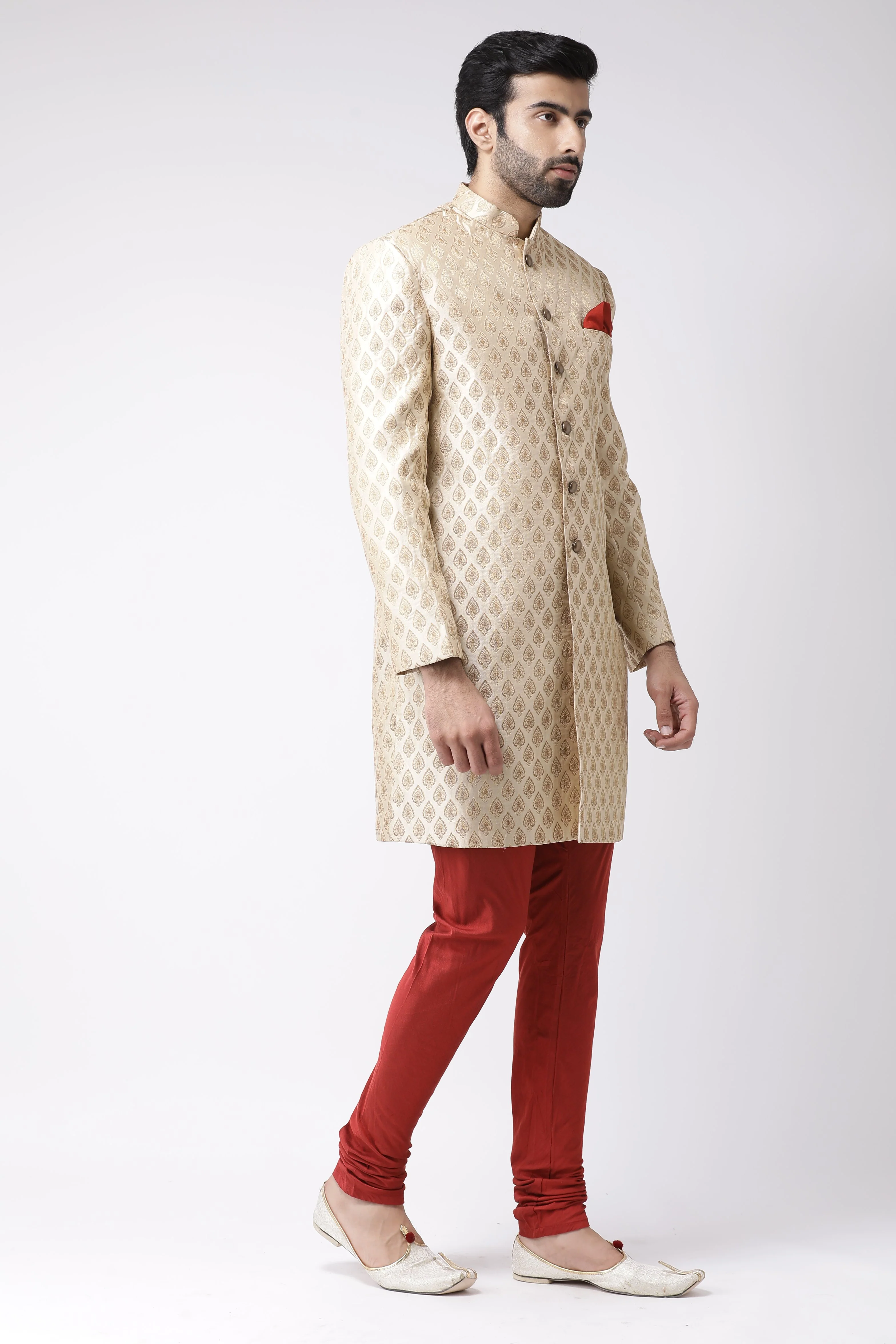 Men's Beige Indowestern Churidar Set - Image 2