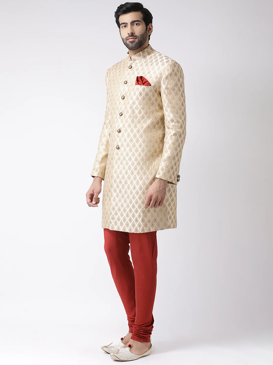 Men's Beige Indowestern Churidar Set - Image 3