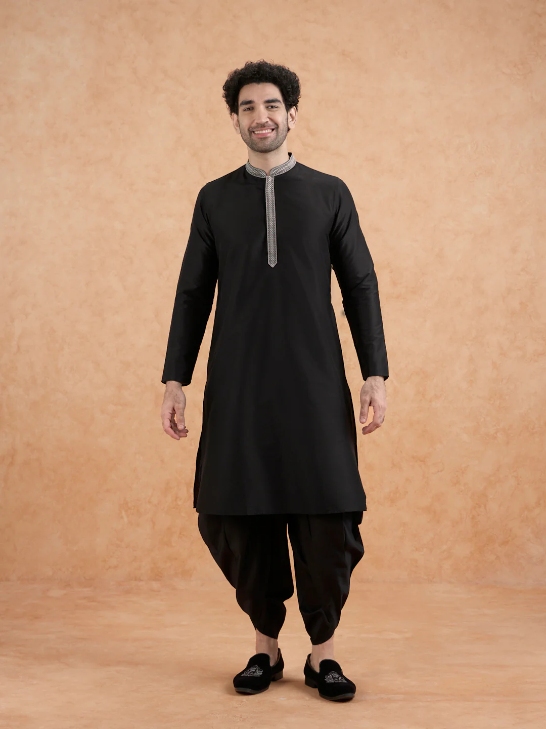 Men's Black Kurta Dhoti Set - Image 8