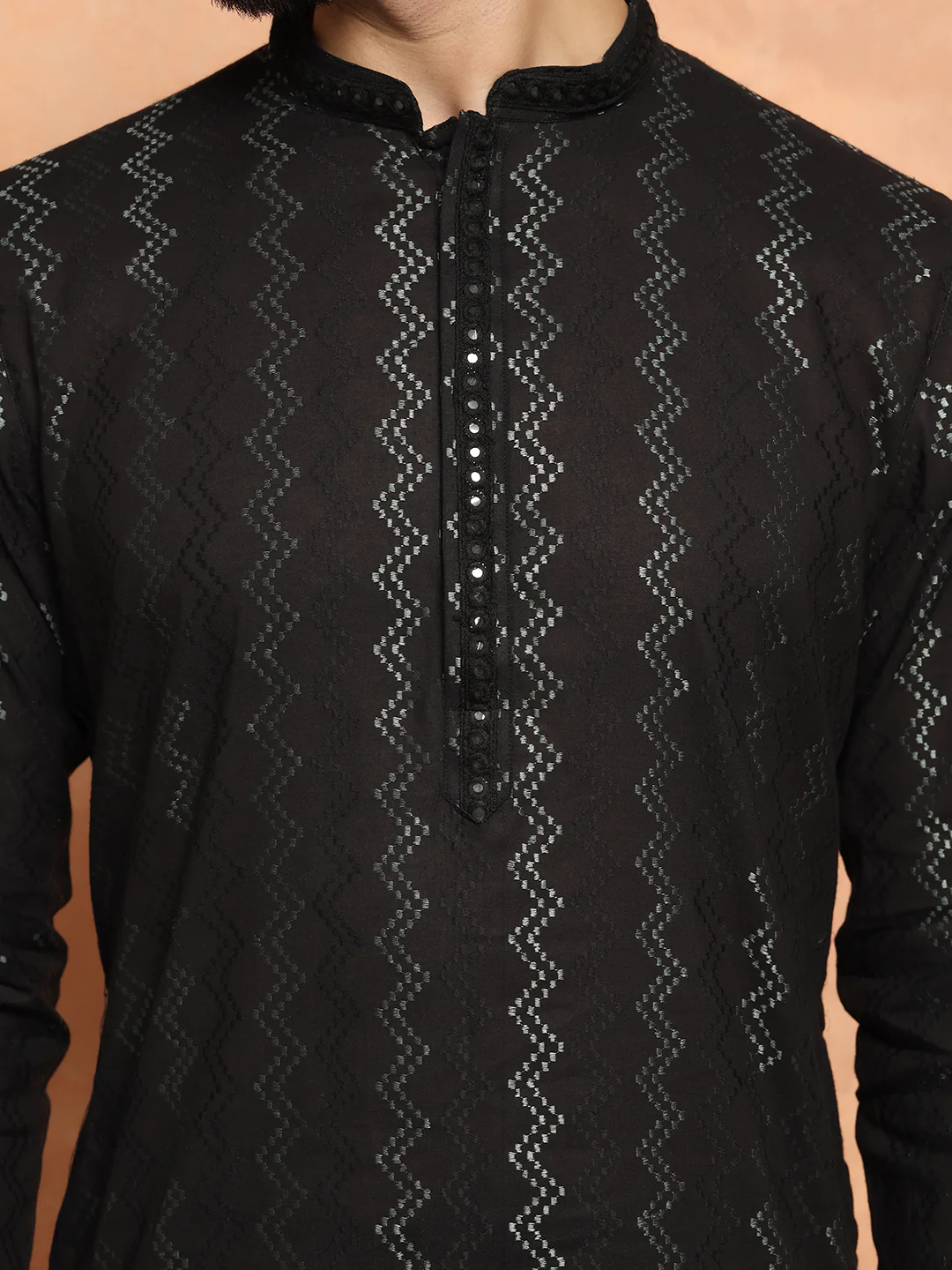 Men's Black Kurta Dhoti Set - Image 5