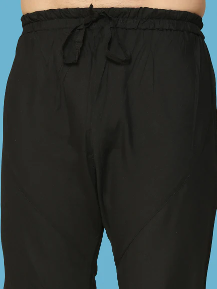 Men's Black Kurta Jacket Churidar Set - Image 7