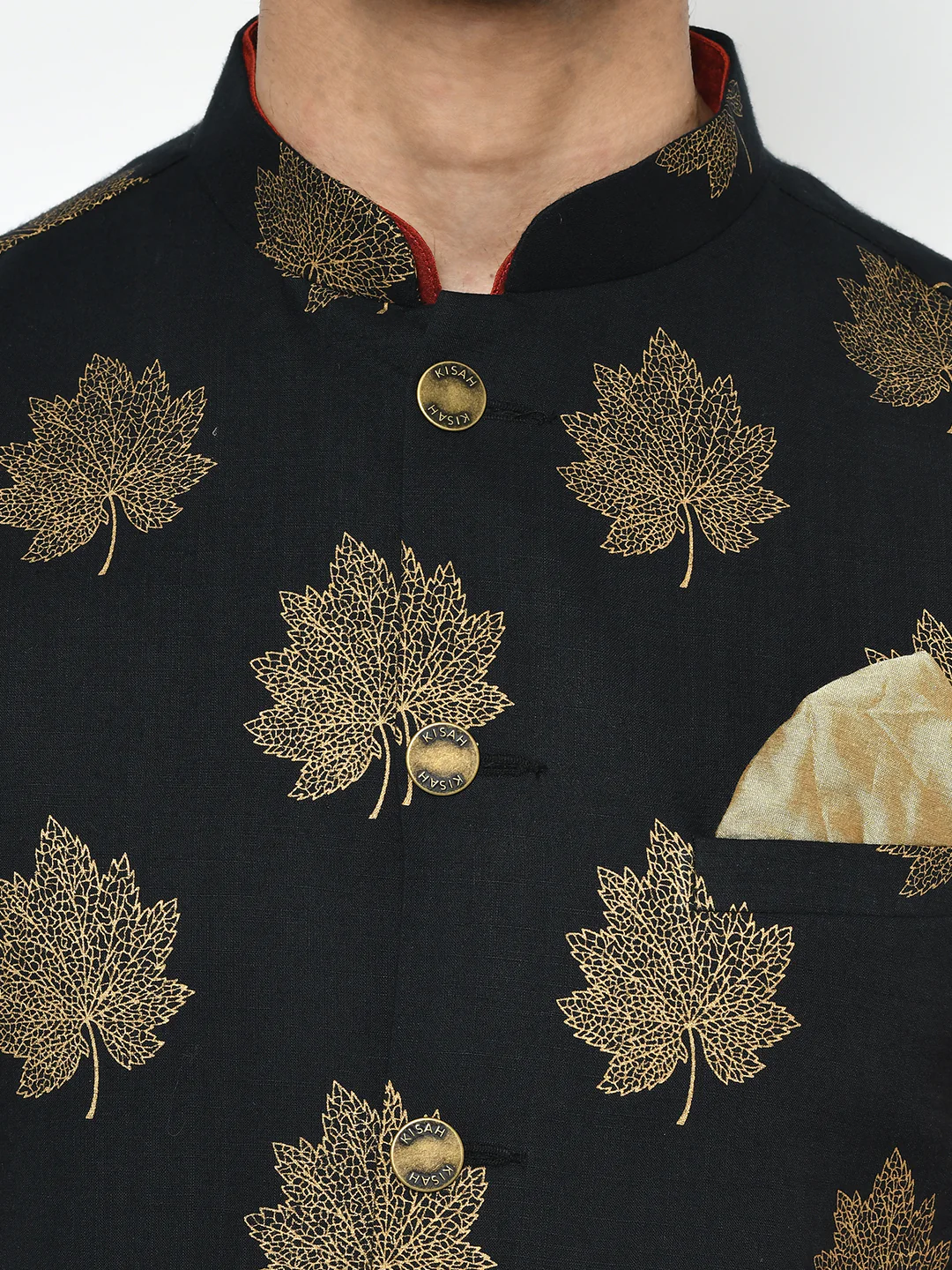 Kisah Men's Black Kurta Jacket Churidar Set - Image 6