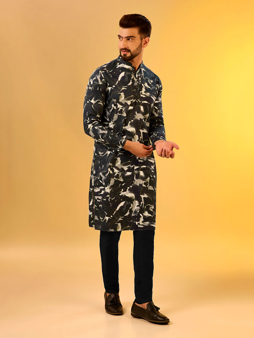 Men's Black Kurta - Image 2
