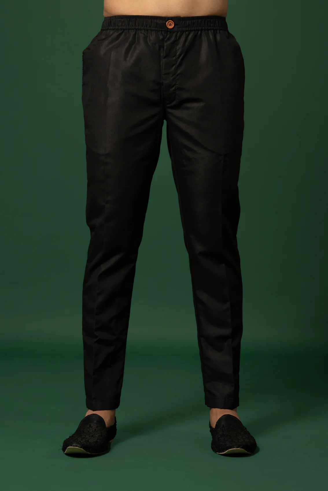 Men Black Embossed Kurta Indowestern Trouser Set - Image 9