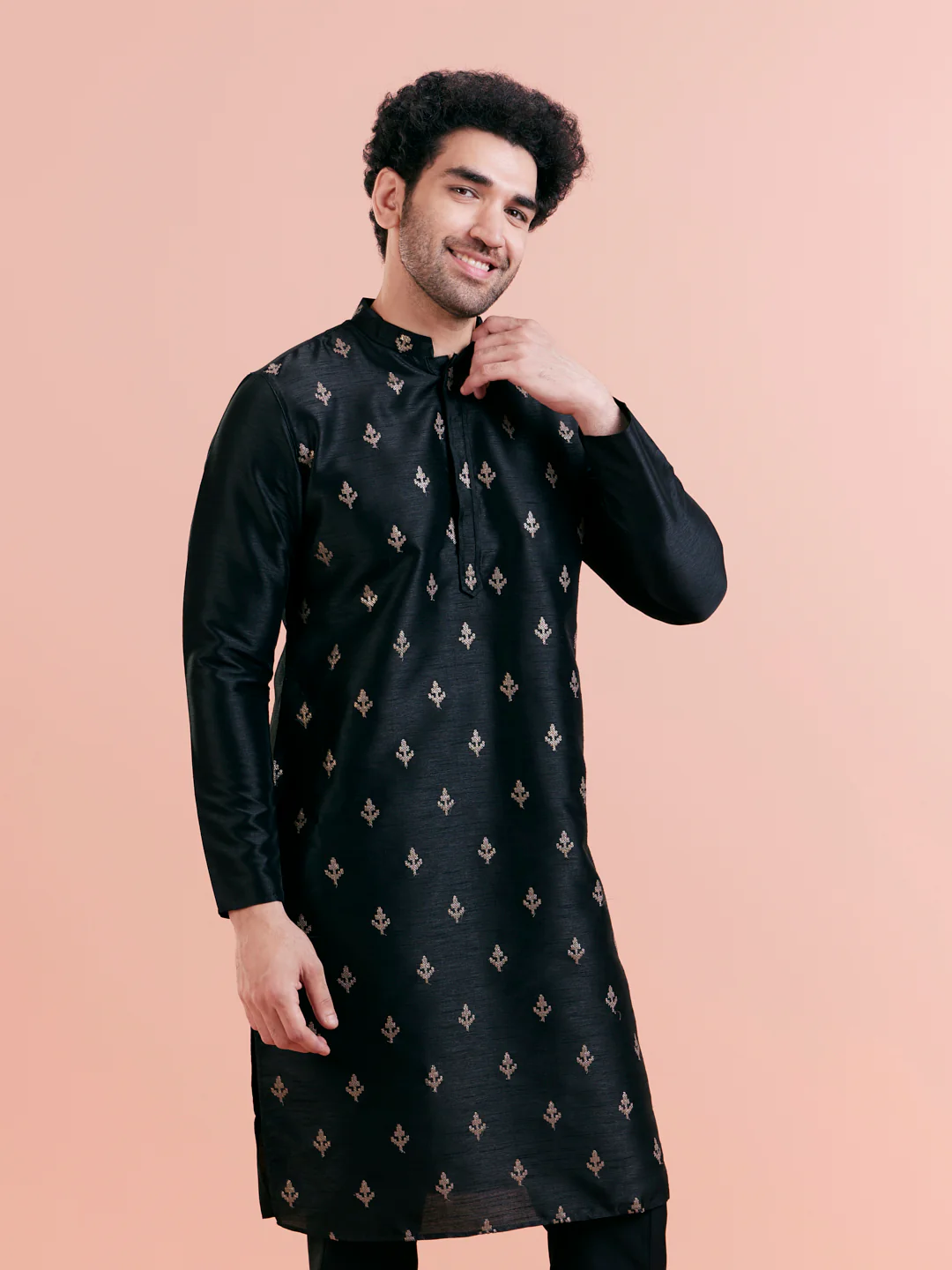 Men's Black Kurta Trouser Set - Image 7