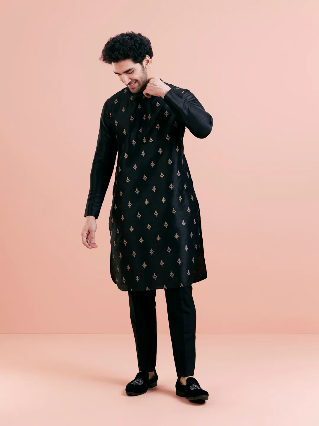 Men's Black Kurta Trouser Set - Image 8