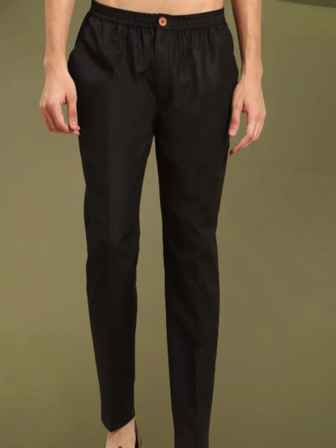 Black Cotton Silk Indowestern Achkan Kurta Trouser Set - Image 6